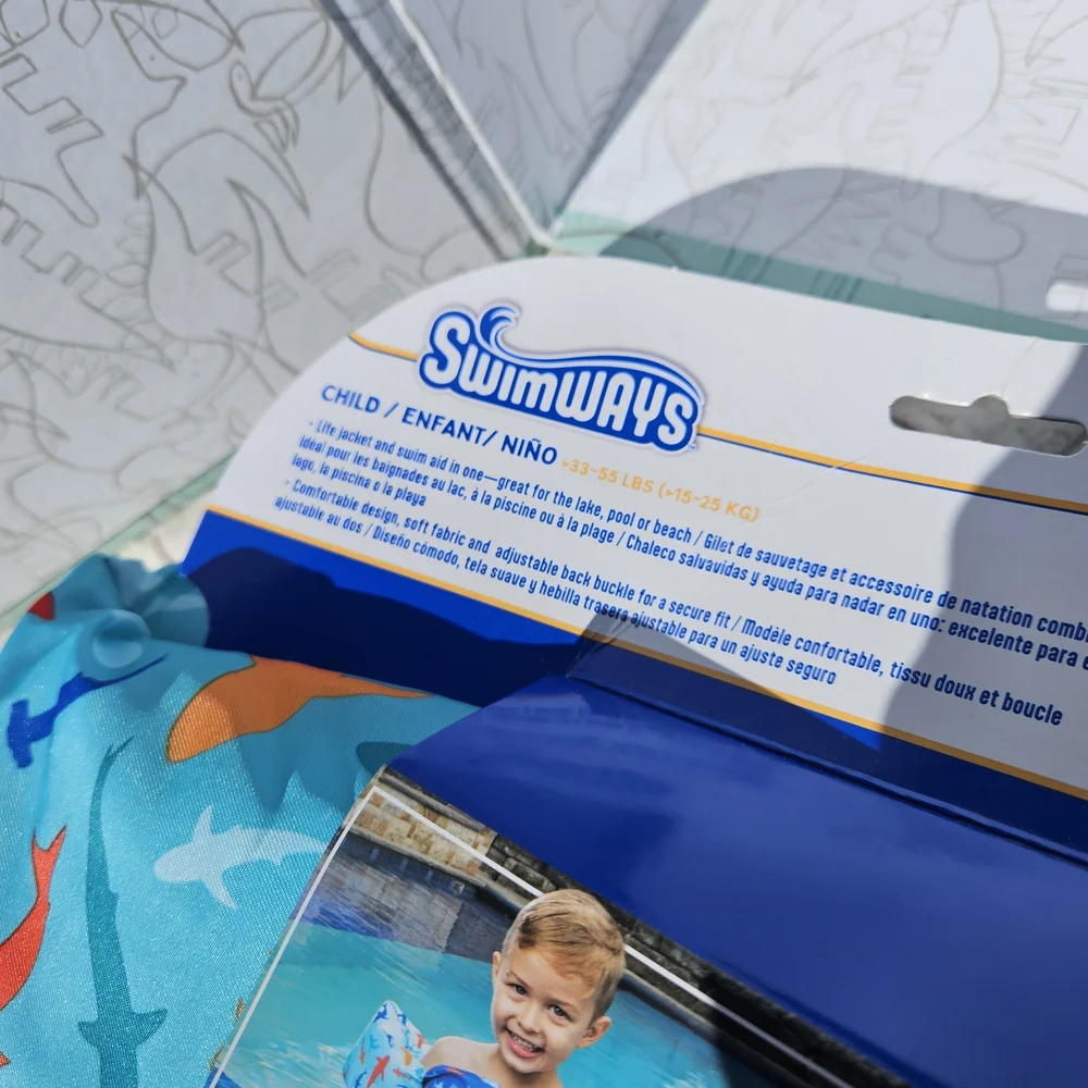 SwimWays Shark Print Swim Trainer Life Jacket 33-55lbs